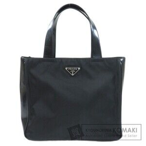 Prada Tessuto tote bag patent leather signature enameled Black